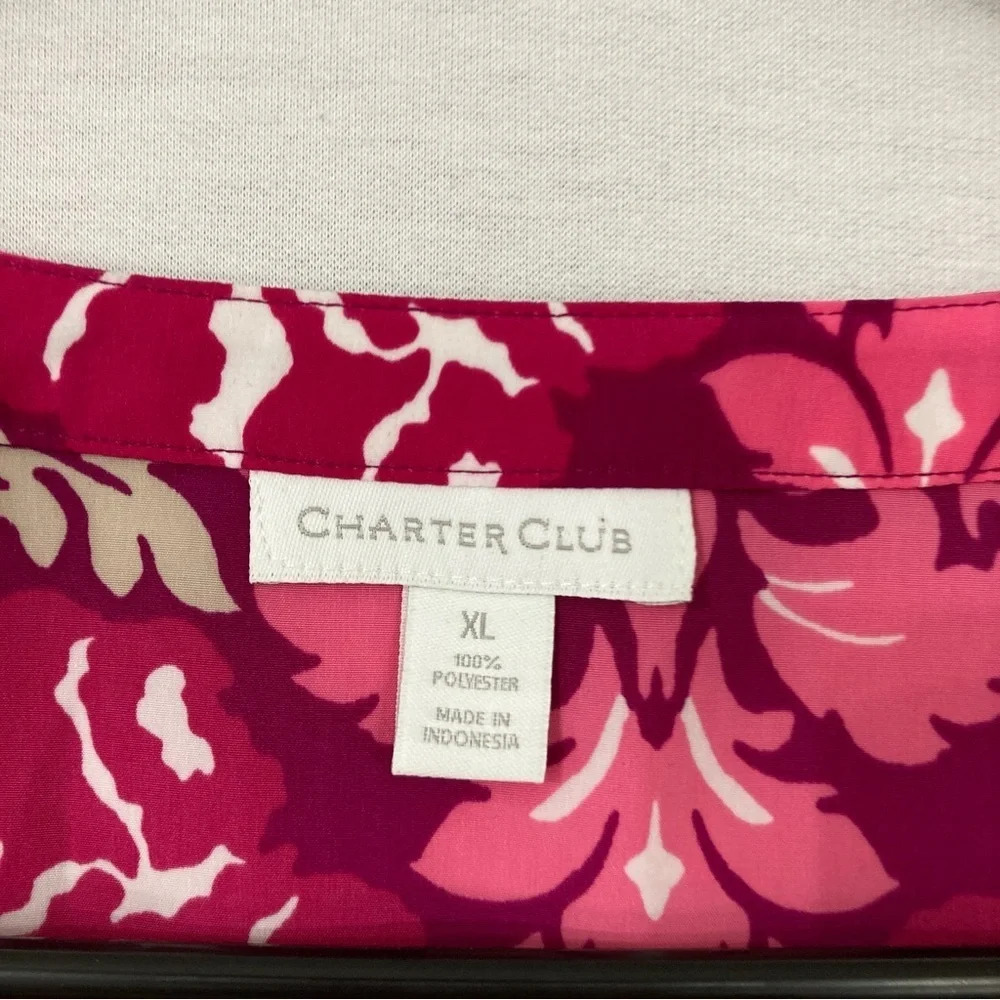 Charter Club Red Pink Long Sleeve Office Career Button Down XL - Picture 2 of 9